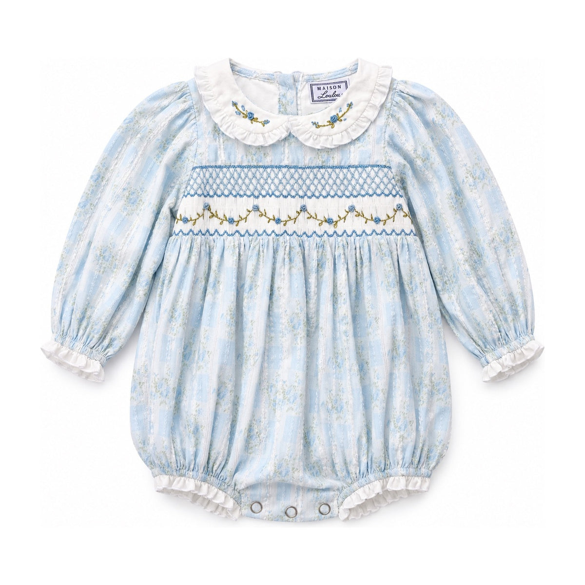 Bluebird Heirloom Smocked Romper