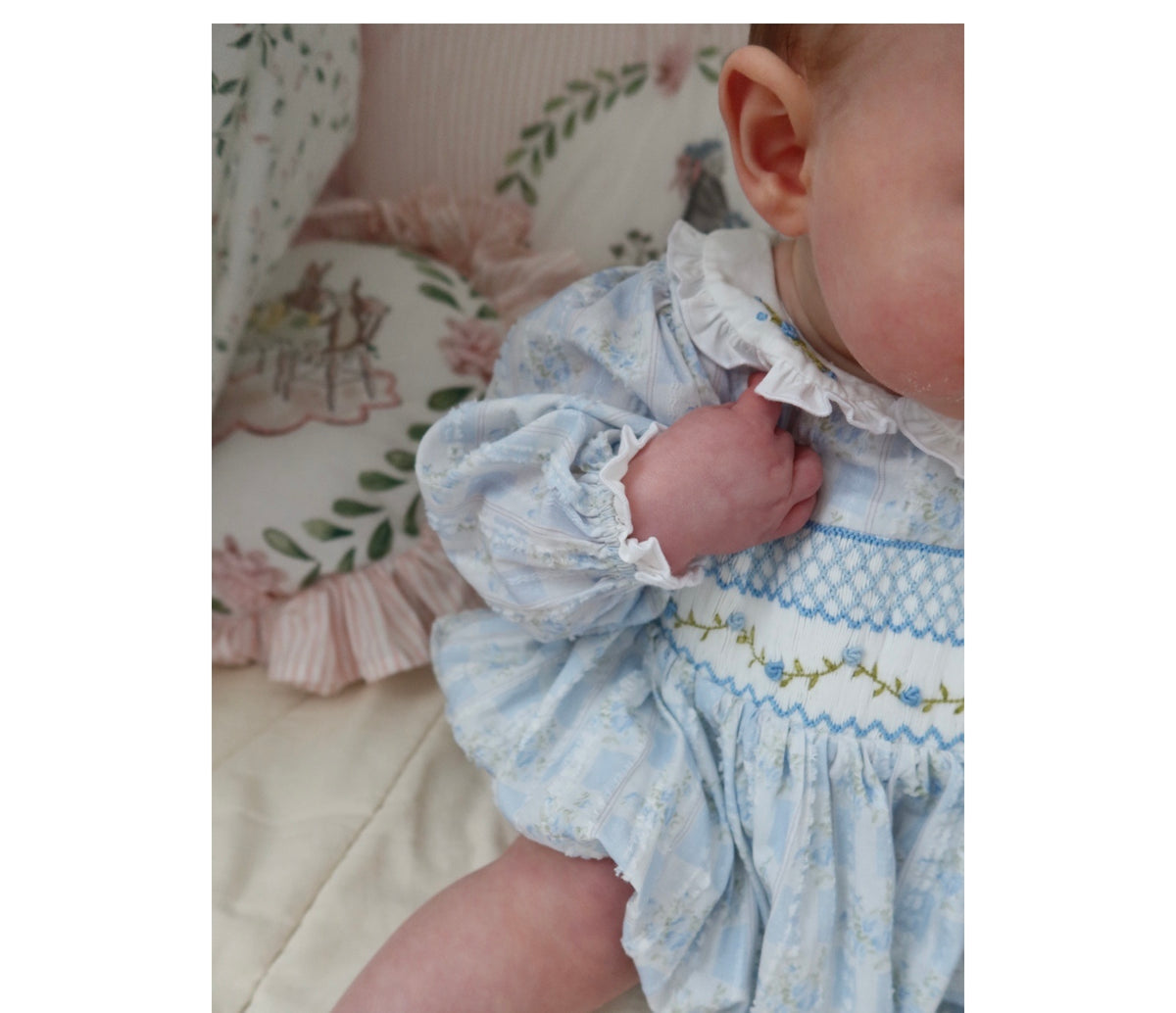 Bluebird Heirloom Smocked Romper