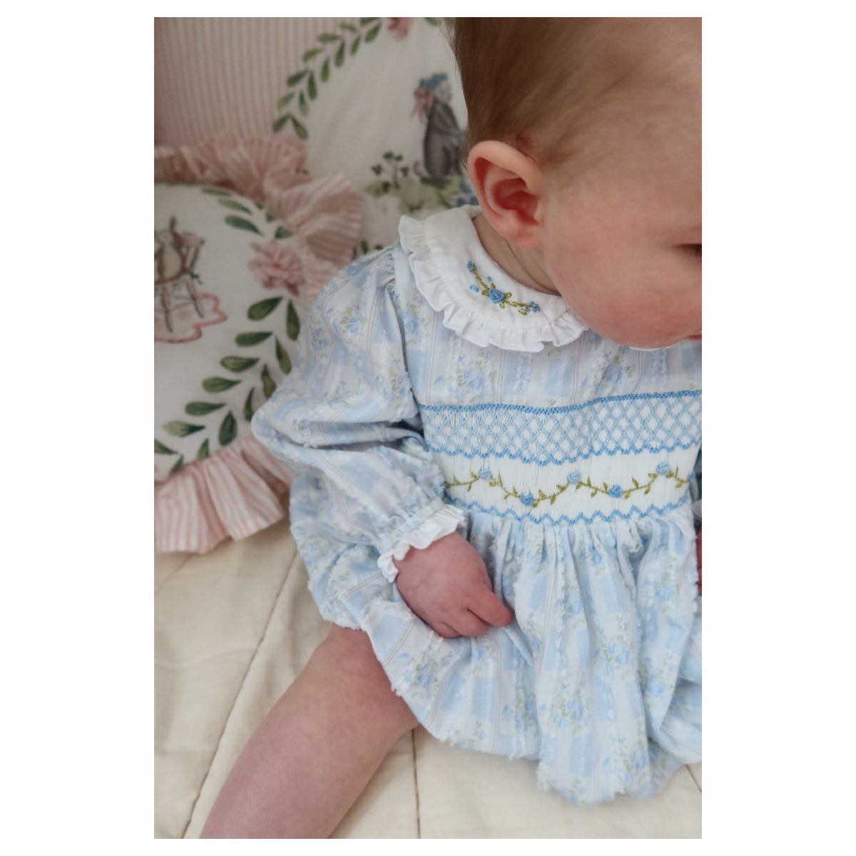 Bluebird Heirloom Smocked Romper