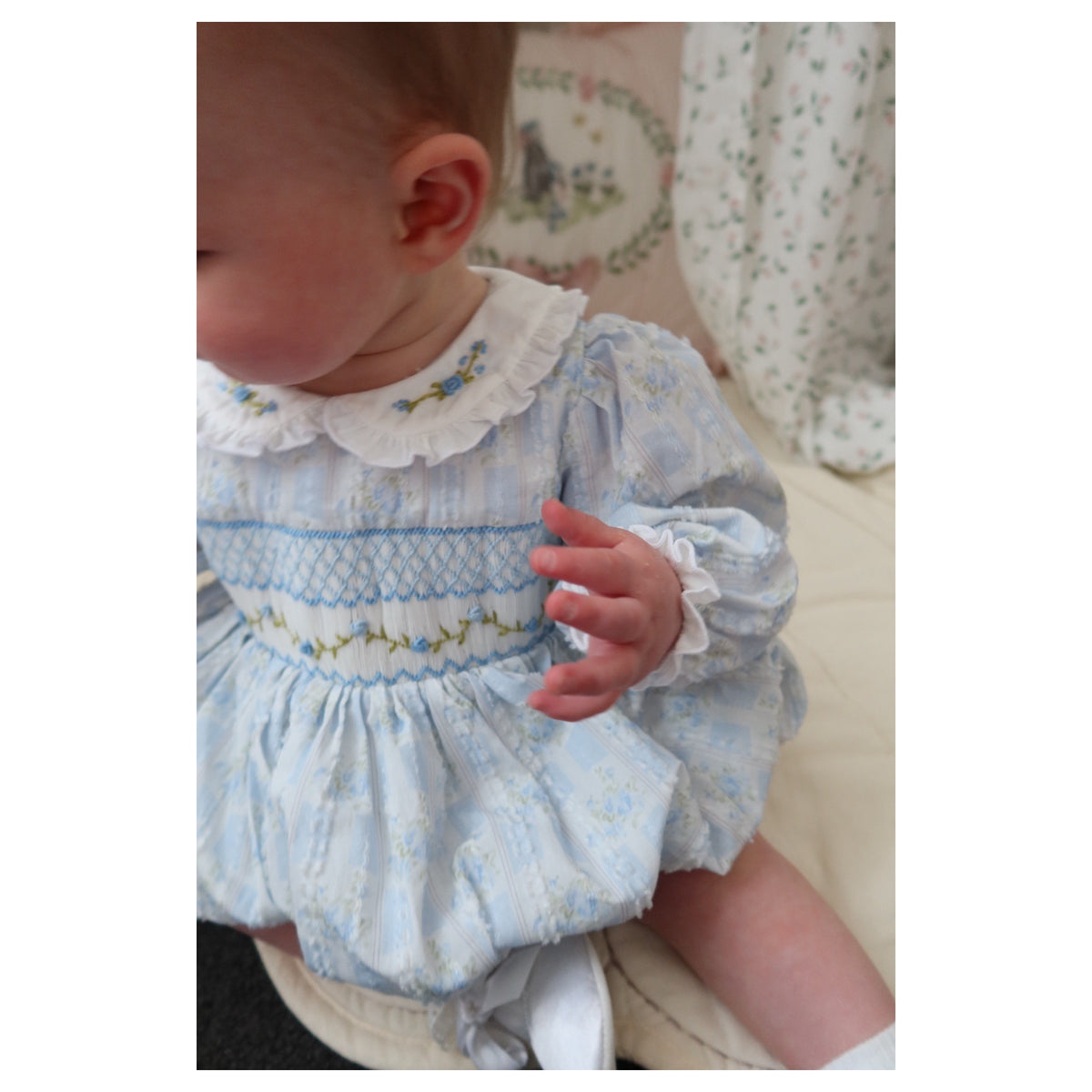 Bluebird Heirloom Smocked Romper