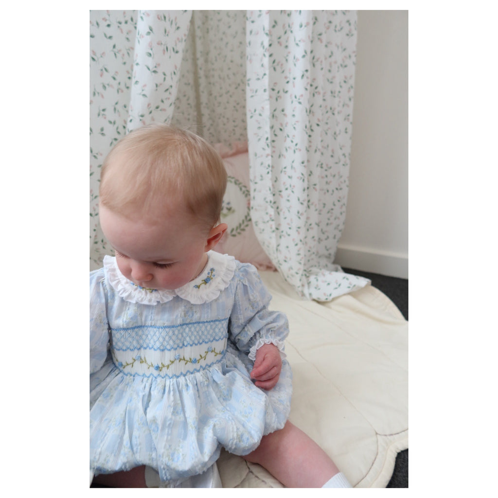 Bluebird Heirloom Smocked Romper
