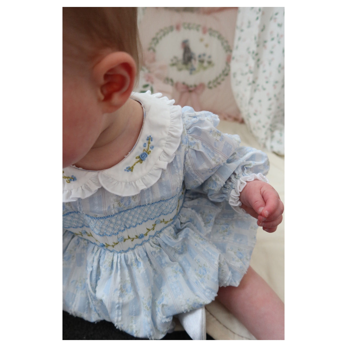 Bluebird Heirloom Smocked Romper