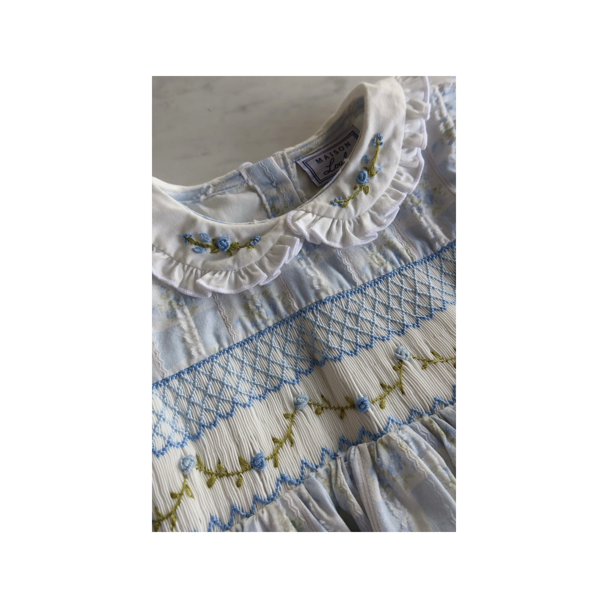 Bluebird Heirloom Smocked Romper